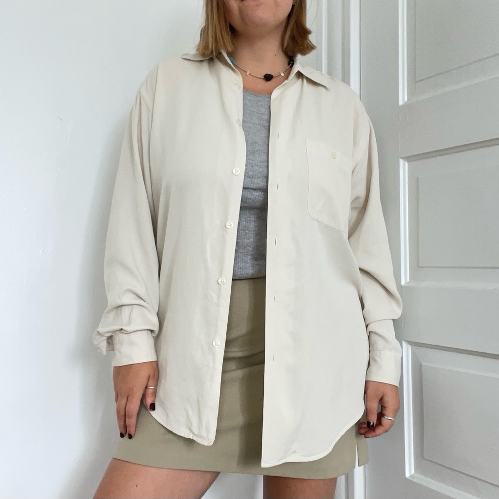 Silk Textured Stripe Button Down
